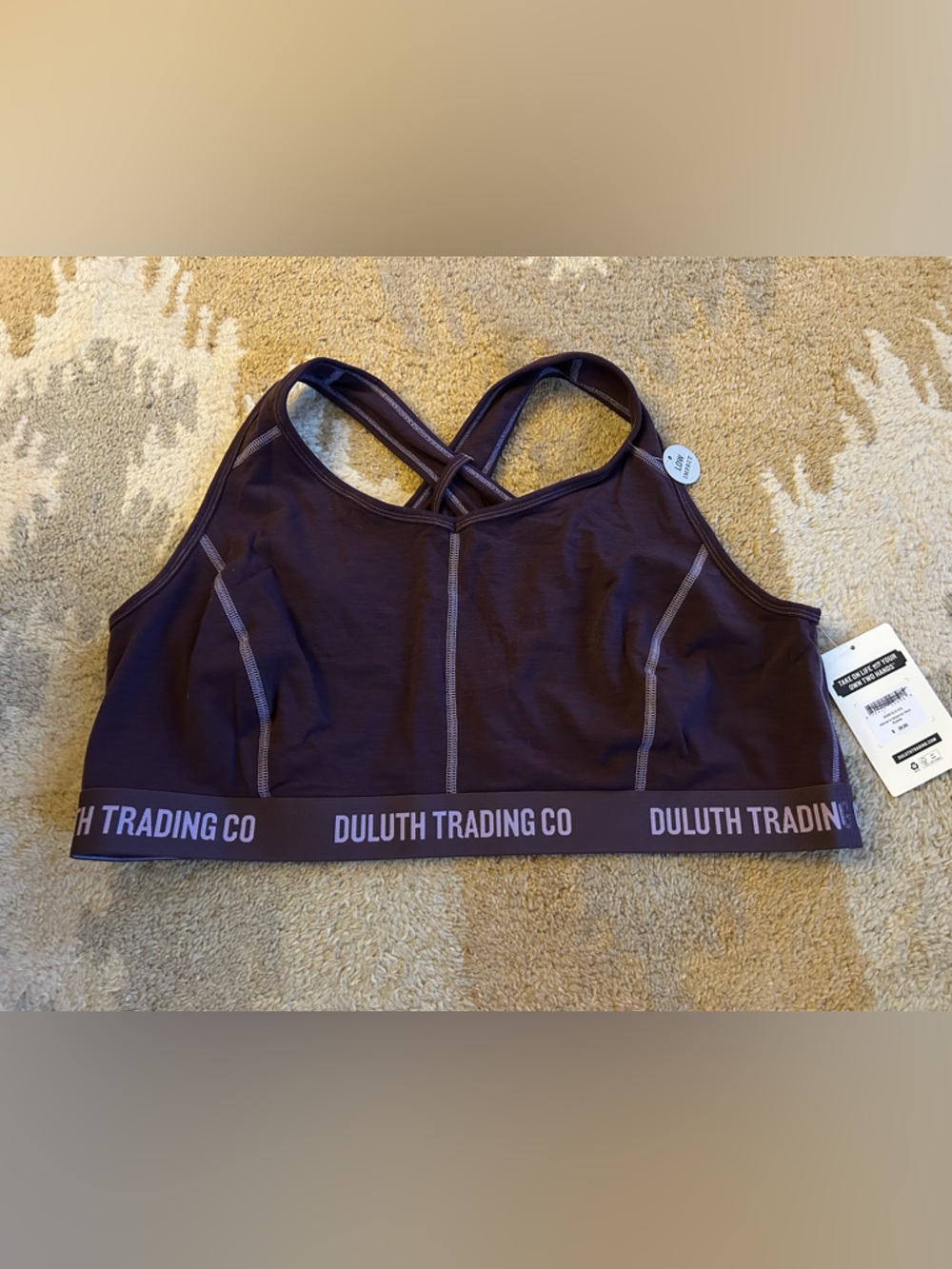 Duluth Trading Company Women’s Wickerino Wool Bralette Bra Purple Sz XXL NWT!